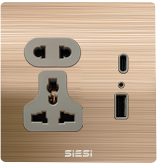 Ổ cắm 3 chấu và 2 chấu kết hợp USB - Type C (10A)