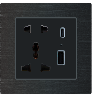 Ổ cắm đôi chức năng 2 chấu, 3 chấu kết hợp USB - Type C