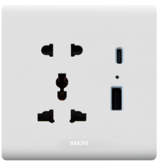 Ổ cắm 2 chấu, 3 chấu kết hợp USB - Type C