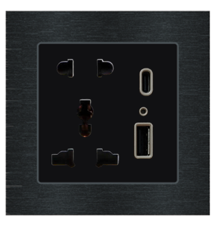 Ổ cắm đôi chức năng 2 chấu, 3 chấu kết hợp USB - Type C