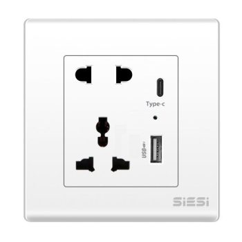 Ổ cắm 2 chấu, 3 chấu kết hợp USB - Type C (10A)