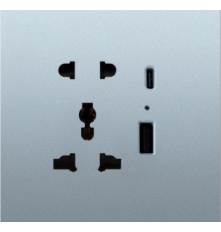 Ổ cắm 2 chấu, 3 chấu kết hợp USB - Type C (10A)